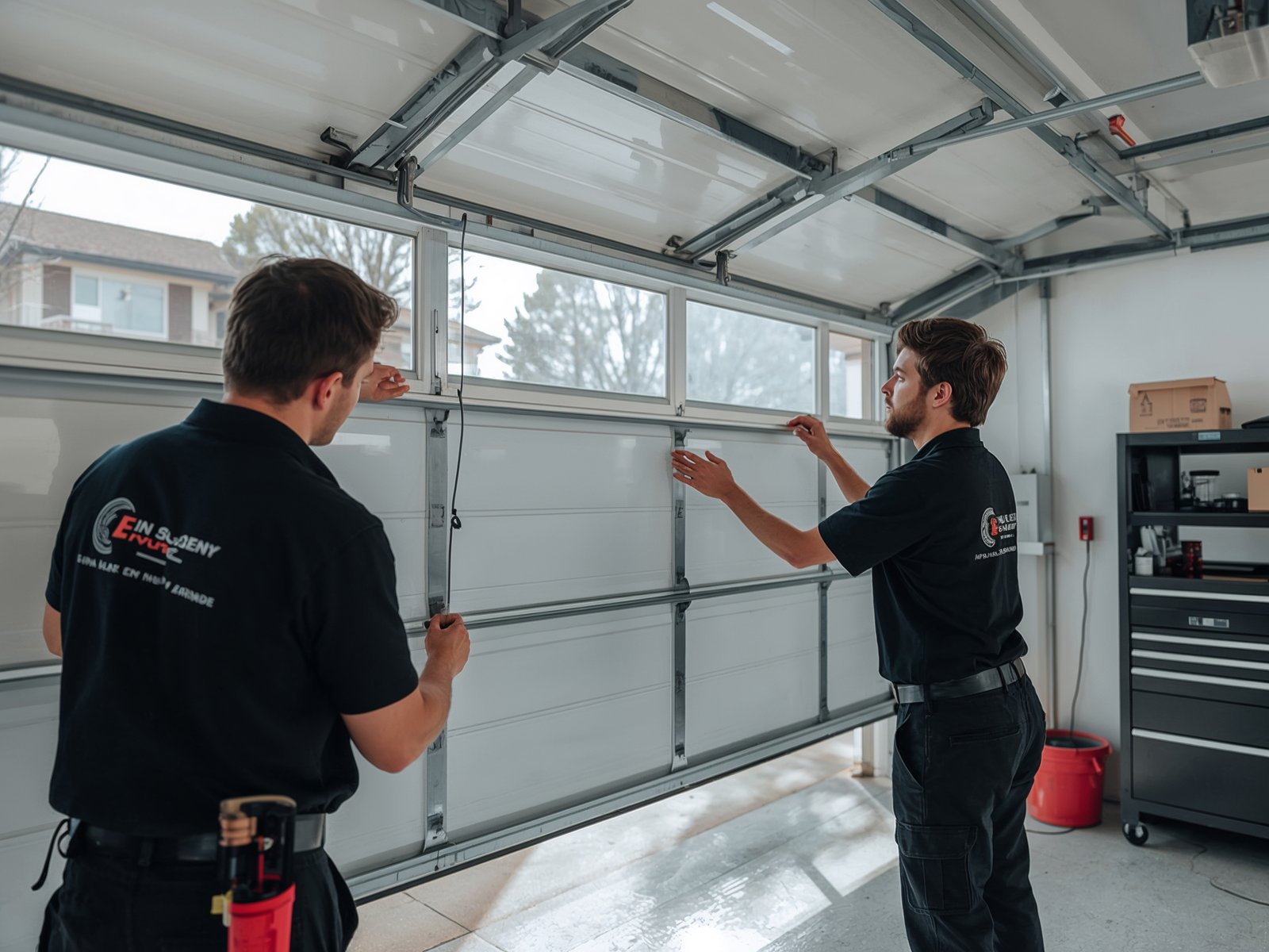 Technicians performing final adjustments